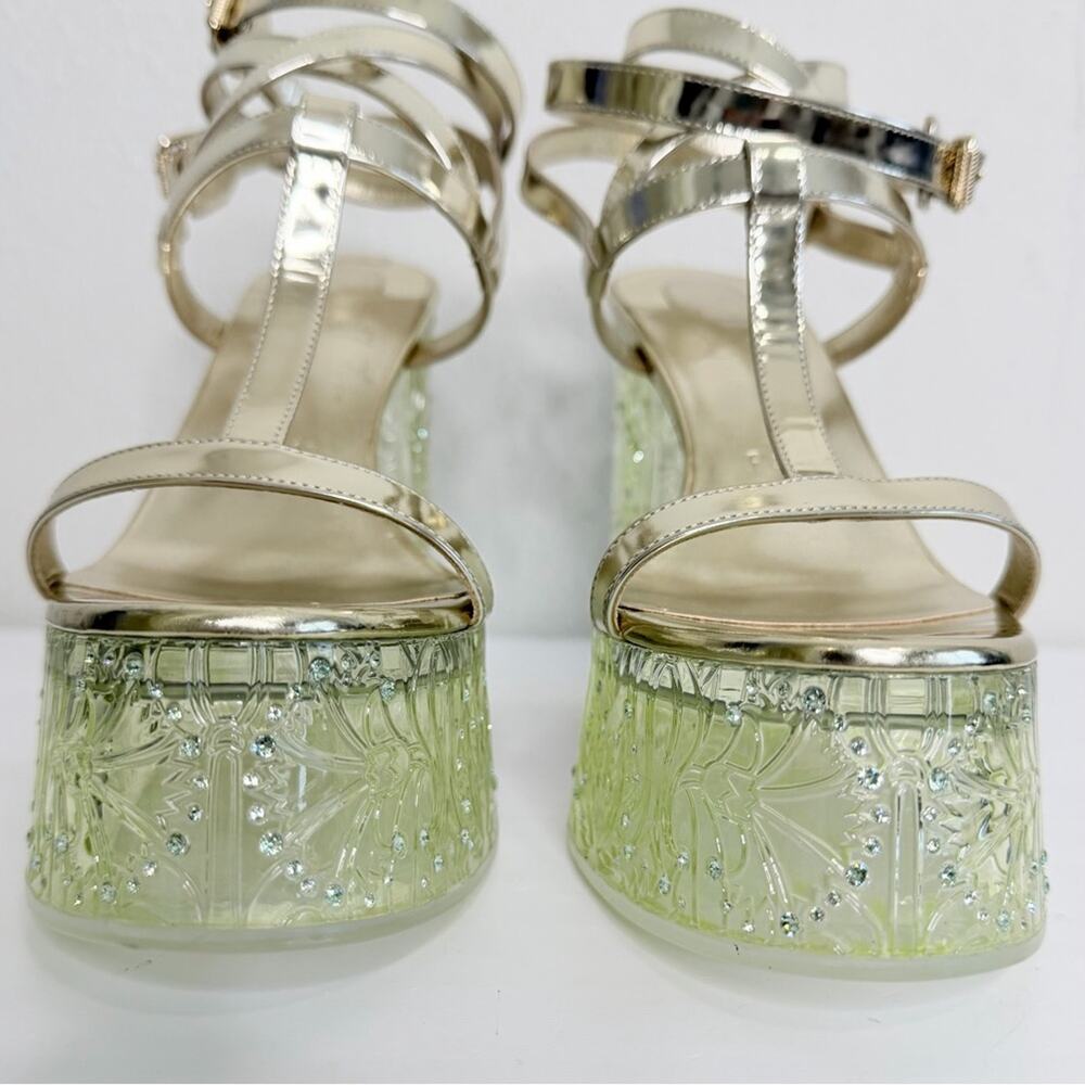 Christian Louboutin Yazefine Red Bottom Platform Metallic Sandals Gold Size 37 - Picture 7 of 12
